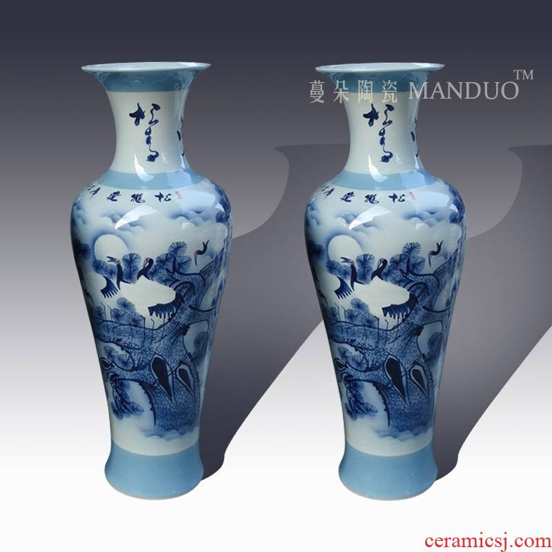 Jingdezhen hand - made crane pine needles of large vase 1 m or so elegant furnishings sitting room of large vase