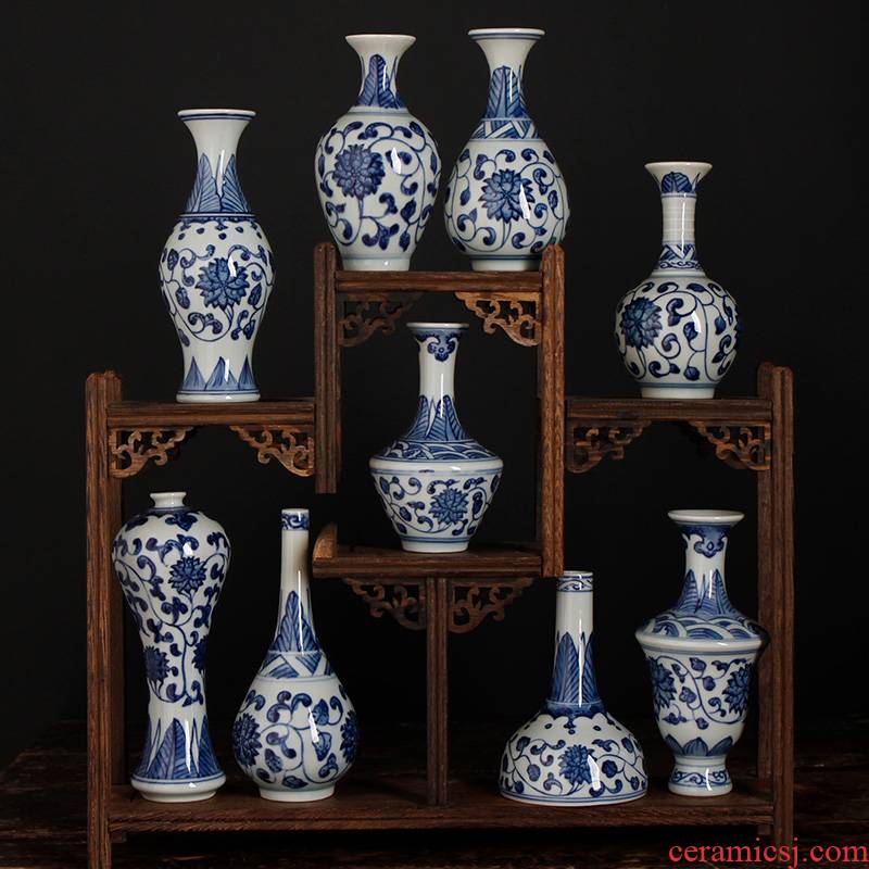 Blue and white porcelain of jingdezhen ceramic lucky bamboo vase to restore ancient ways furnishing articles the features creative Chinese style household small flower arrangement