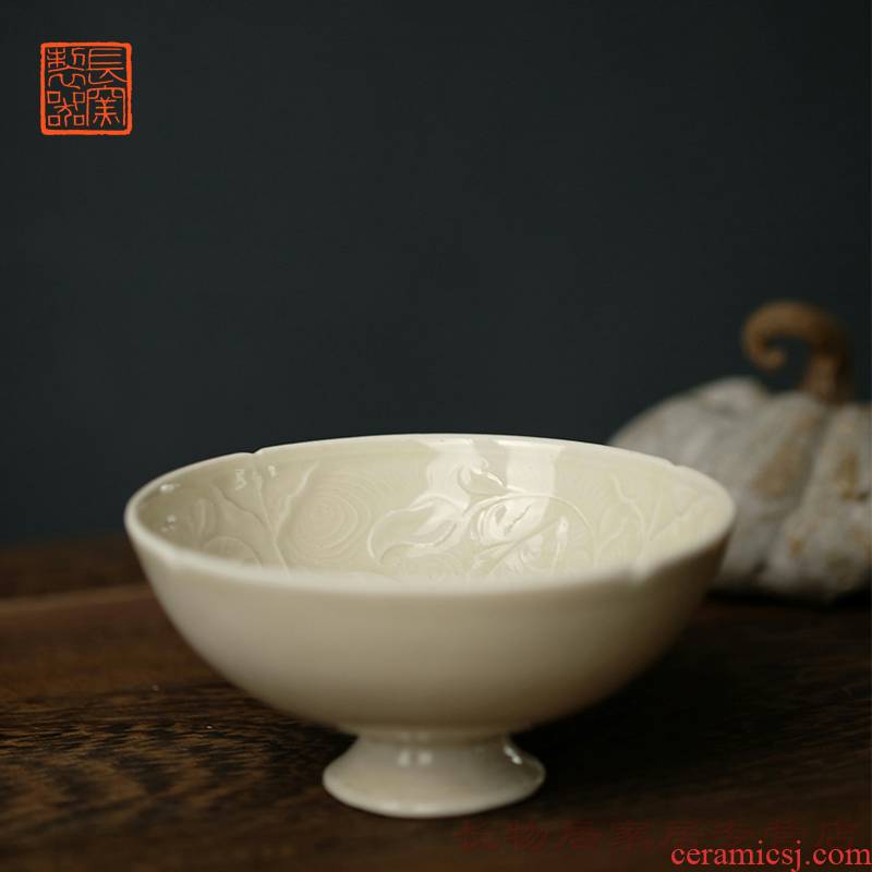 Offered home - cooked up in printing craft thought floral cup jingdezhen ceramic tea cup tea bowl of song dynasty