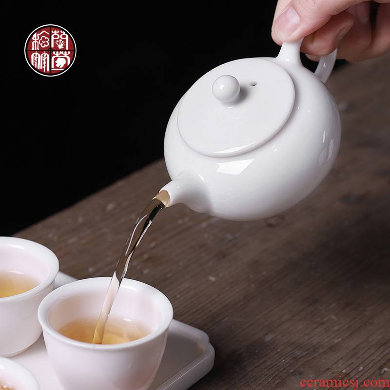 White porcelain kung fu tea pot small single pot hand dehua White porcelain small ceramic household teapot filter stone gourd ladle