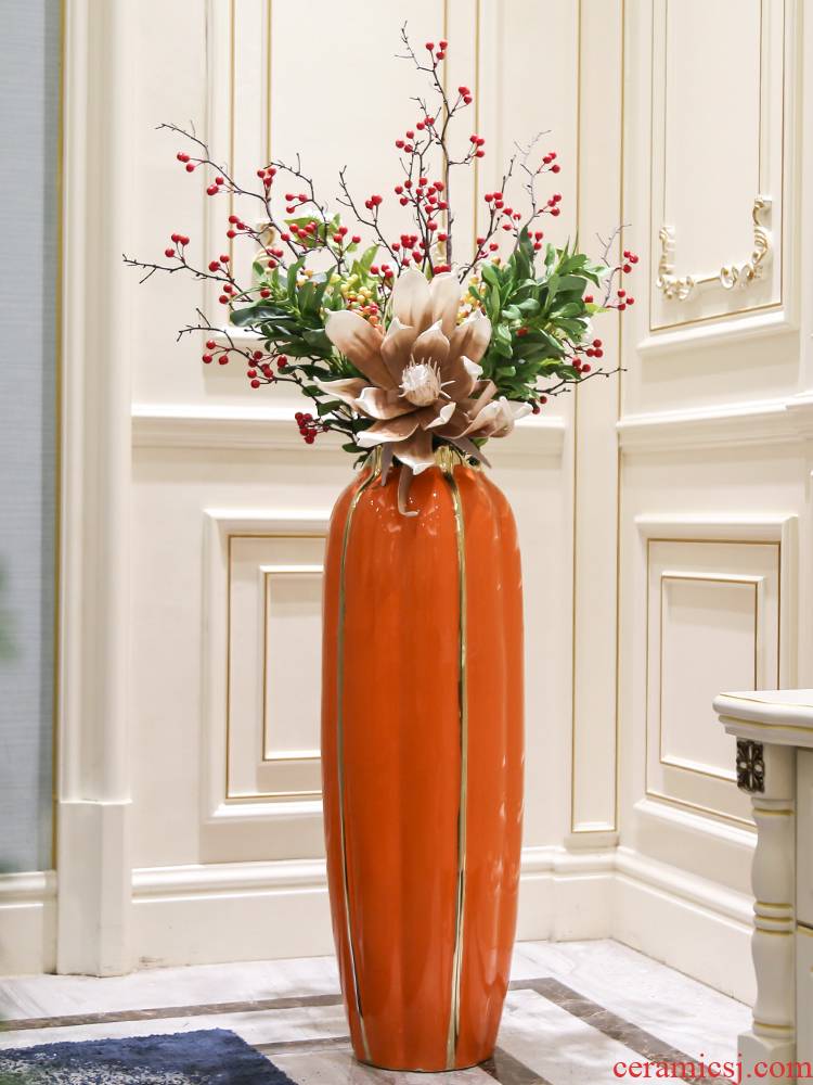 Light key-2 luxury furnishing articles sitting room put ceramic vase simulation flower of high - grade floor bedroom large flower decoration decoration flower art