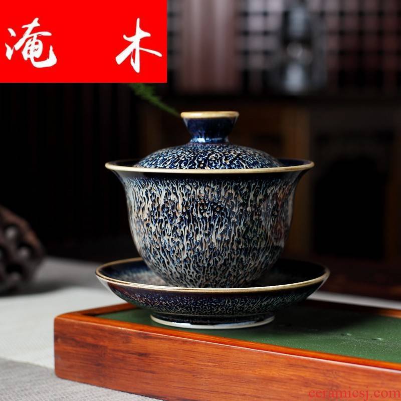 Submerged wood jingdezhen ceramic tureen temmoku glaze three cups to bowl of restoring ancient ways home office tea tea