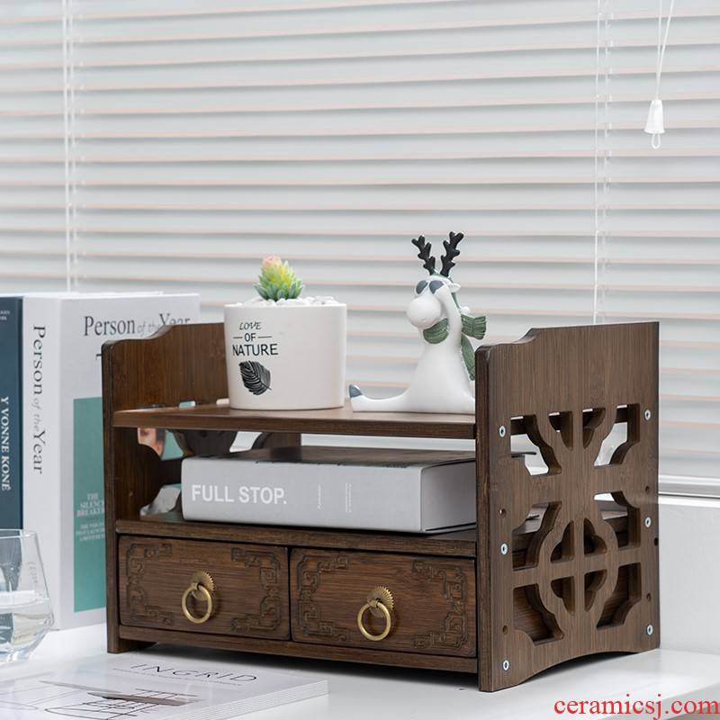 Bamboo office desktop file drawer sundry receive with this seat belt printer small flower shelf