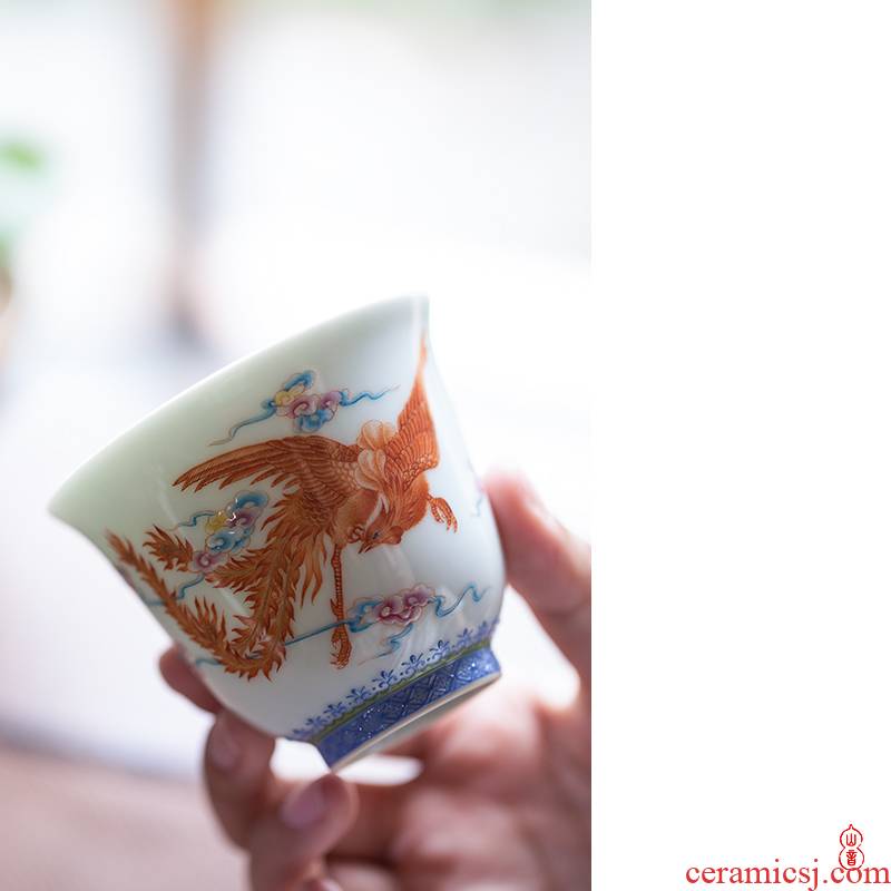 Wen - hua liu alum red phoenix dance master cup nine days of jingdezhen checking ceramic cups kung fu tea sample tea cup