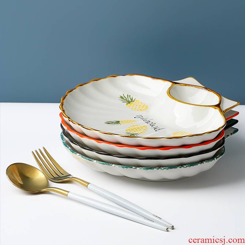. Take flavour dish dish porcelain ceramic pack dumpling to eat dumplings with vinegar dish of crayfish home circle