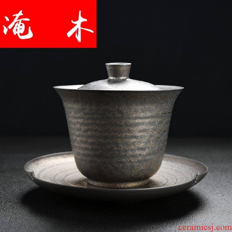 Submerged wood tureen rust glaze three cups to make tea tureen large ceramic device kung fu tea set