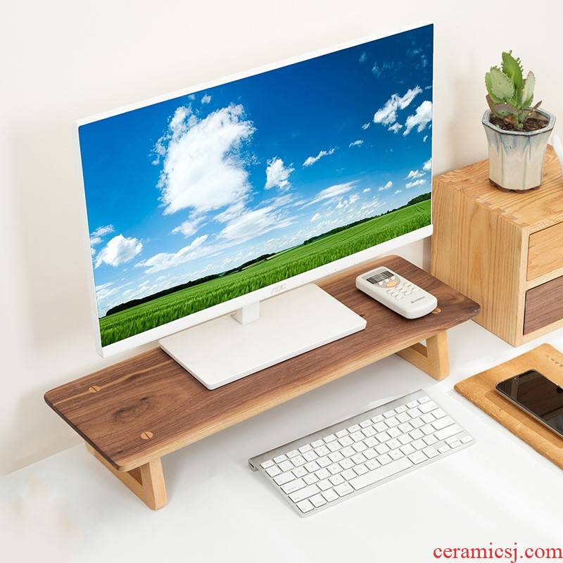 Who real wood desk frame display screen base receives the box shelf desktop computer up
