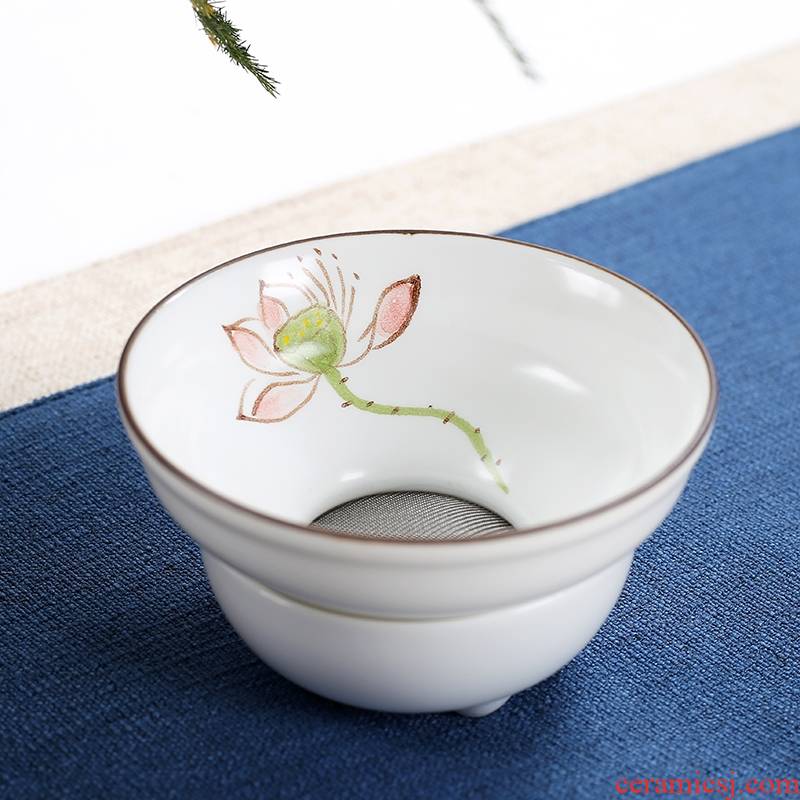 Qiao mu three coarse pottery) inferior smooth hand make tea tea tea every filter mesh kung fu tea accessories