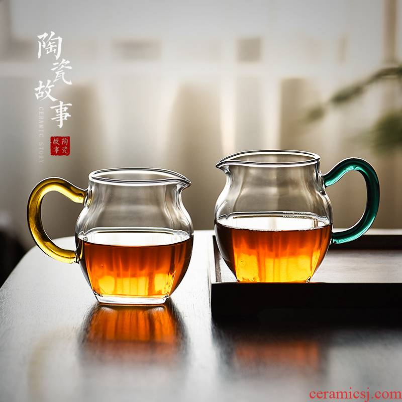 Ceramic fair story glass cup more Japanese high - end tea kelp handle a single male cup tea tea set points