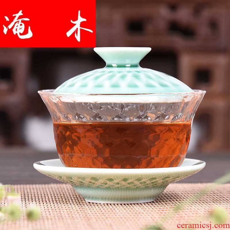 Submerged wood, ceramic only three tureen kung fu tea set household glass bowl large Japanese contracted the teapot tea accessories