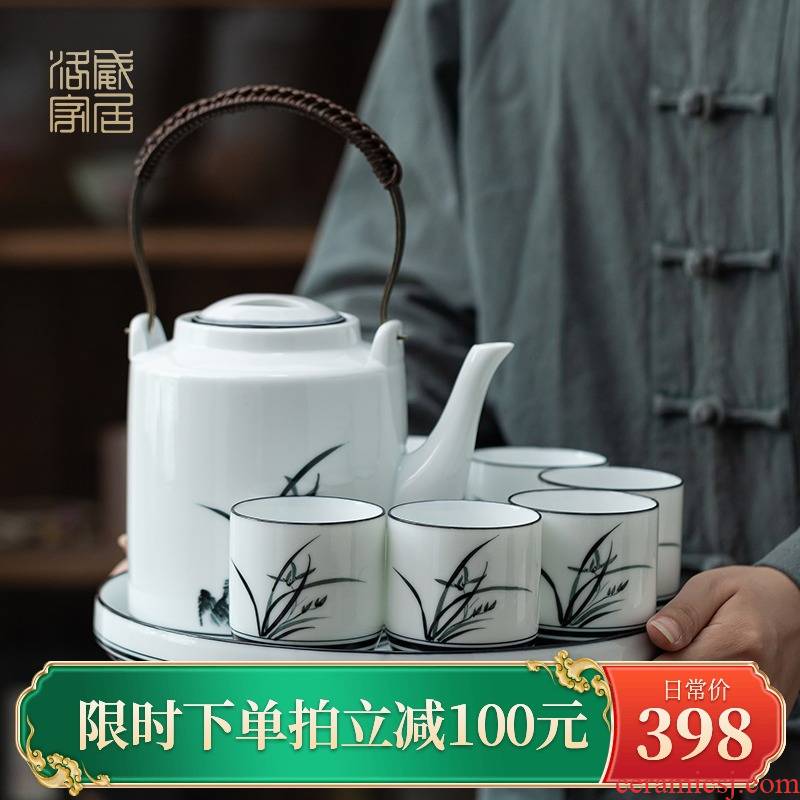 The Teapot, new hand - made orchid ceramic Teapot suit Chinese style style home filtration separation of tea pot