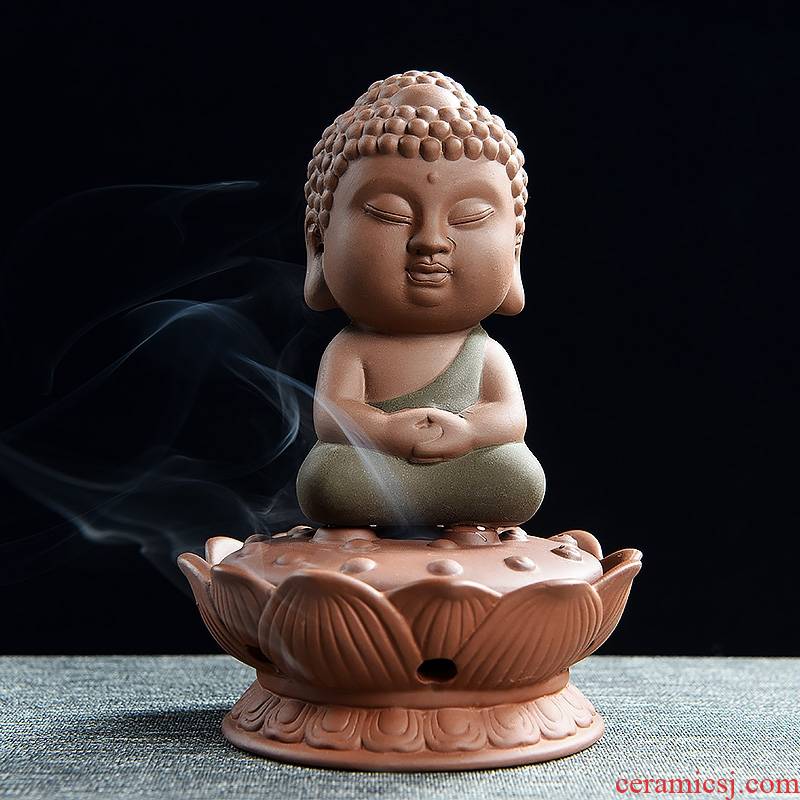 Qiao mu censer ceramic antique lotus creative tea line present household ornamental zen censer furnishing articles