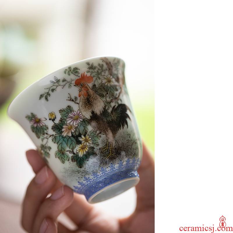 Wen - hua liu alum pastel chicken fine figure of jingdezhen ceramic cups manual master cup single cup sample tea cup