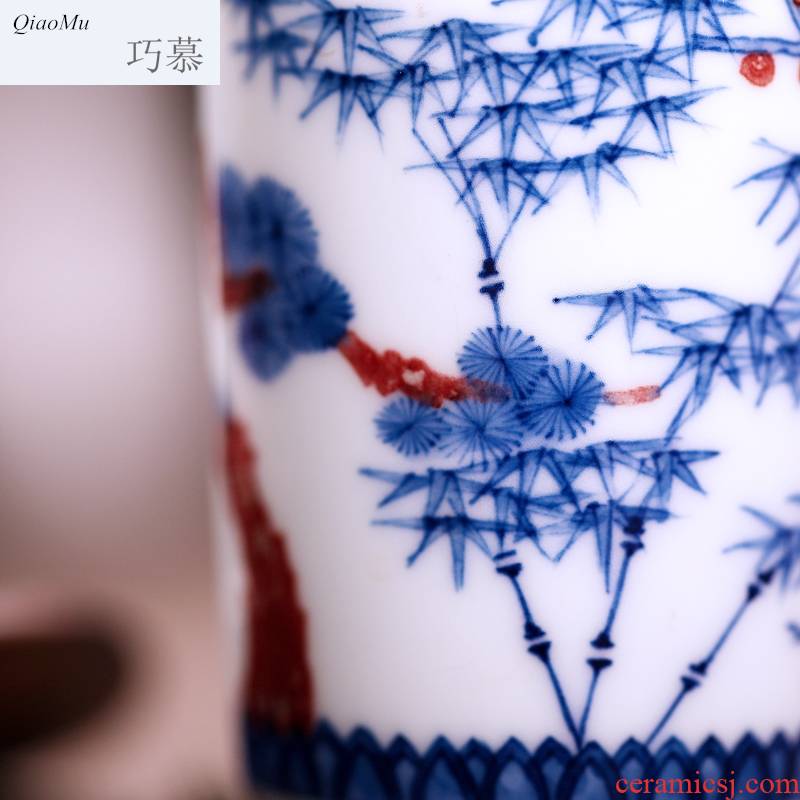 Qiao mu JYD blue - and - white youligong hand - made cup single CPU fragrance - smelling cup sample tea cup kung fu tea cups of jingdezhen ceramics by hand