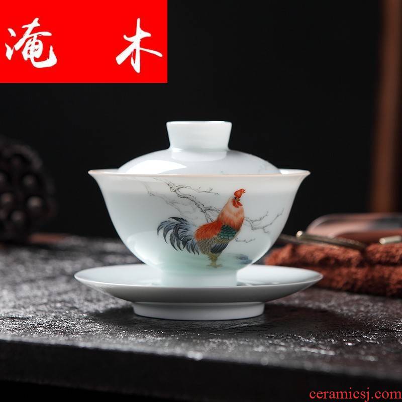 Submerged wood tureen ceramics jingdezhen porcelain hand - made kung fu tea bowl checking ceramic large three only
