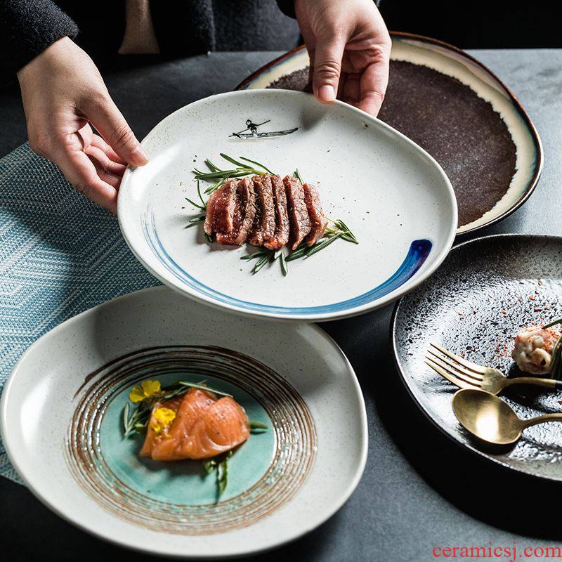 Steak dish food dish Nordic creative web celebrity light much tableware ceramic plate pasta dish food dish dish disc