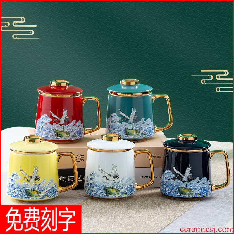 Chinese pottery and porcelain mugs) office tea separation personal special filter glass tea cup men and women