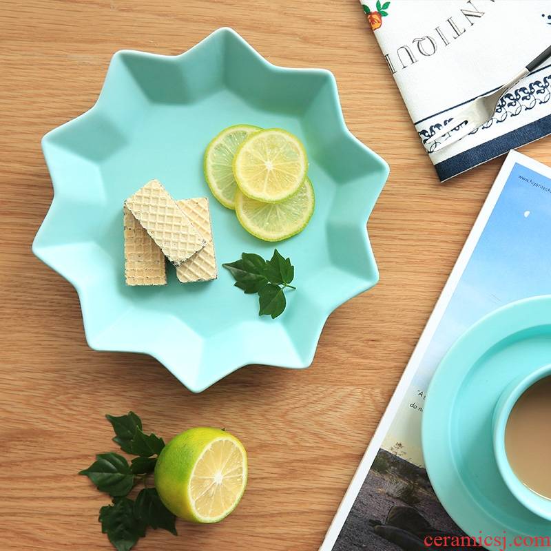Qiao mu CDW Japanese color frosted inferior smooth star ceramic breakfast all the dish plate PZ - 32