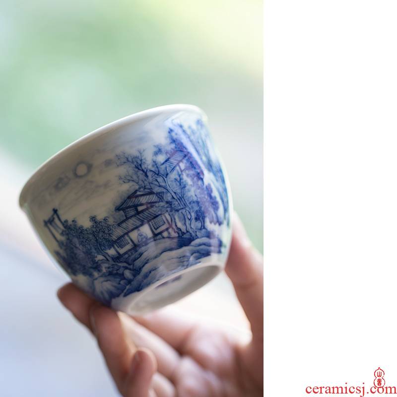 Castle peak day room the month "according to the atrium hand - made porcelain cups of jingdezhen ceramics sample tea cup high - end kung fu tea cup