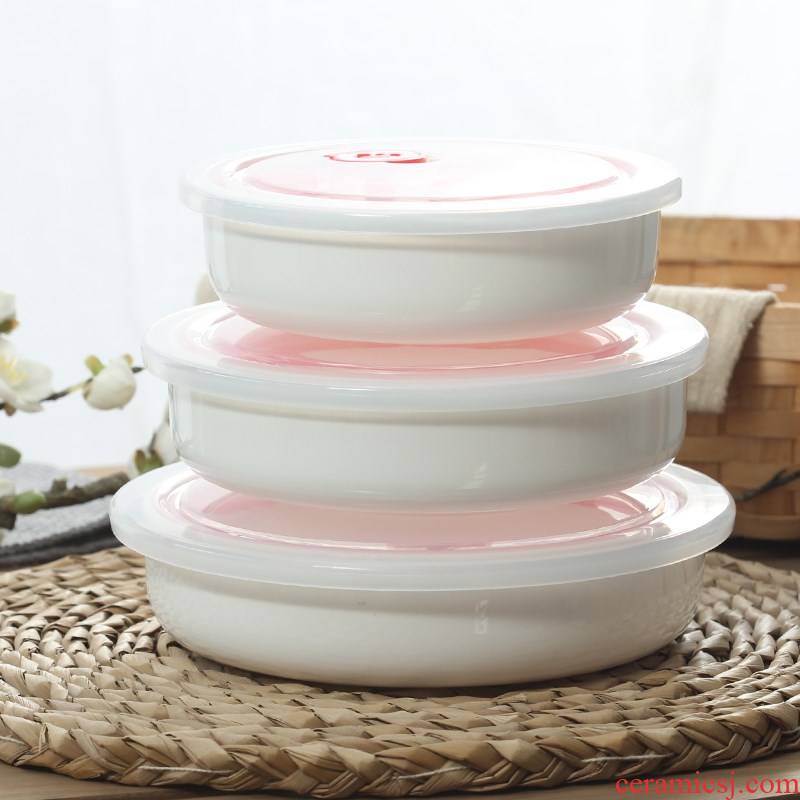 The Deep plate household ceramic salad dishes steamed egg bowl with cover plate of the microwave ceramics burn soup dish