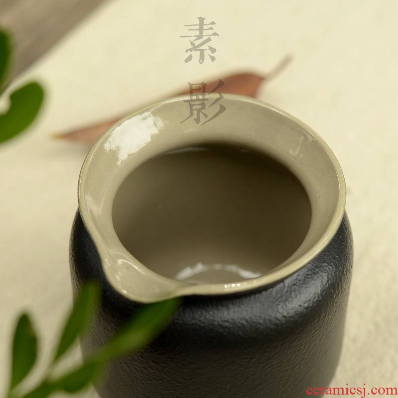 Qiao mu coarse pottery glaze stone fair keller of black points by hand and a cup of black zen tea cups