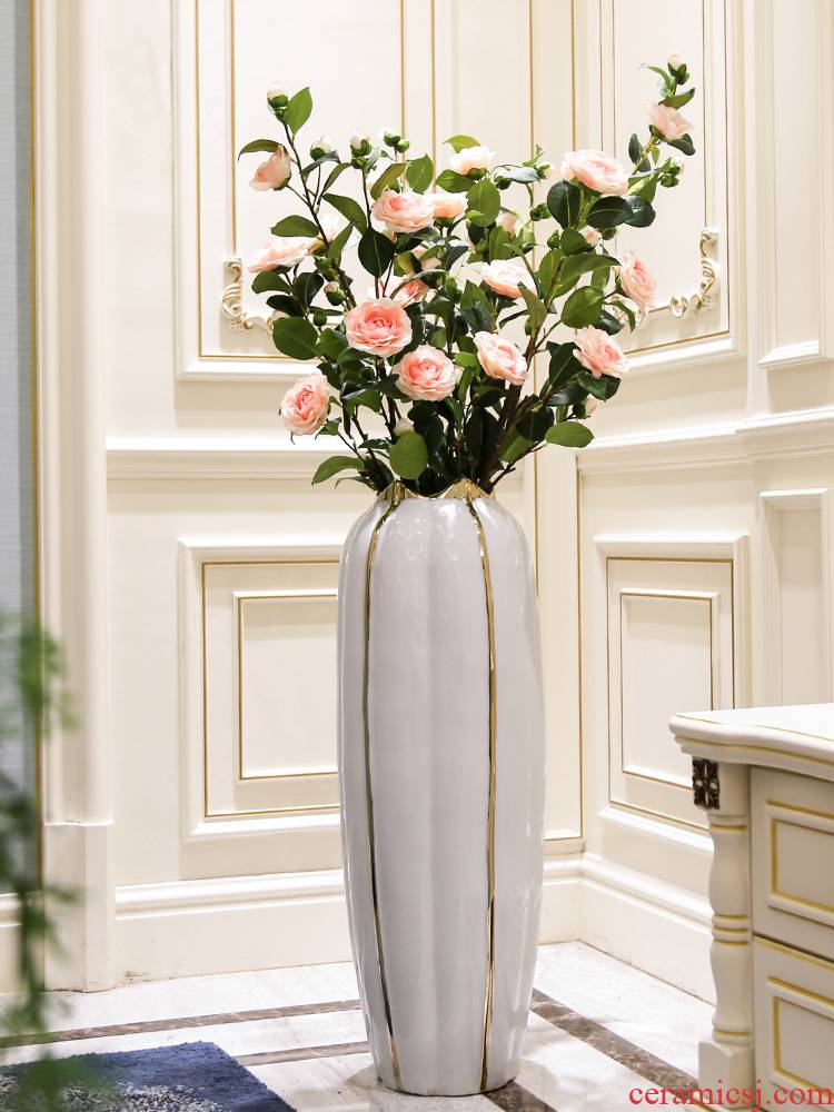 Light key-2 luxury furnishing articles vase flower arranging ceramic sitting room floor bedroom TV ark, Nordic contracted wind flowers, home decoration