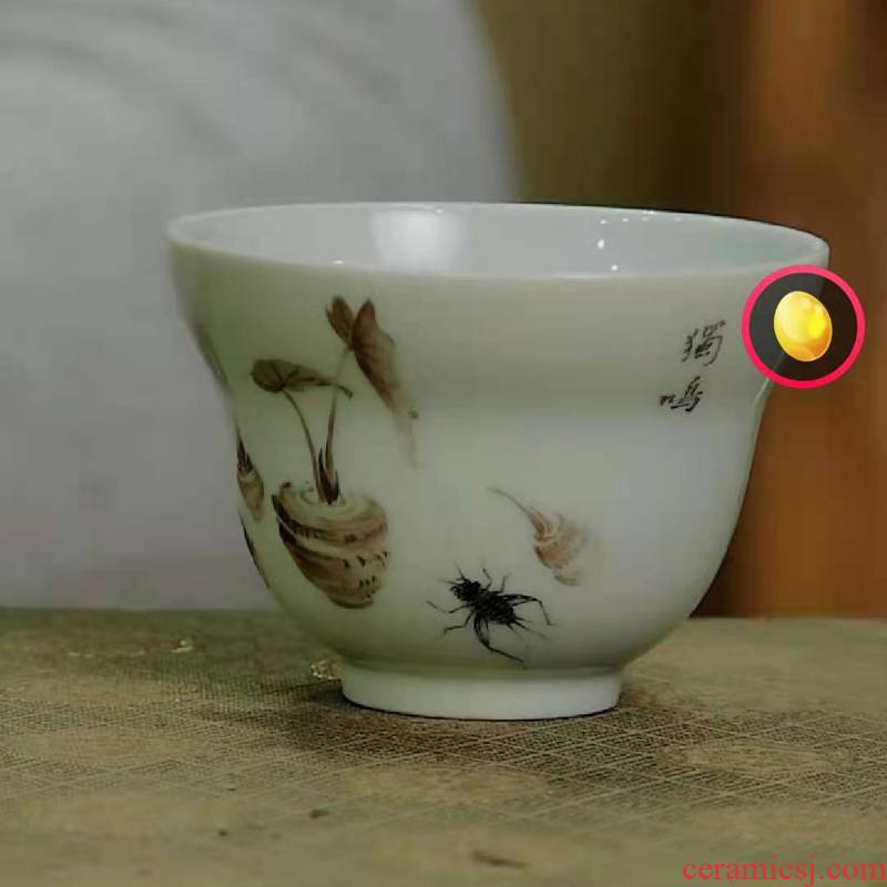 High temperature after color ink caterpillar fungus or a cup of jingdezhen ceramic cups masters cup personal special sample tea cup