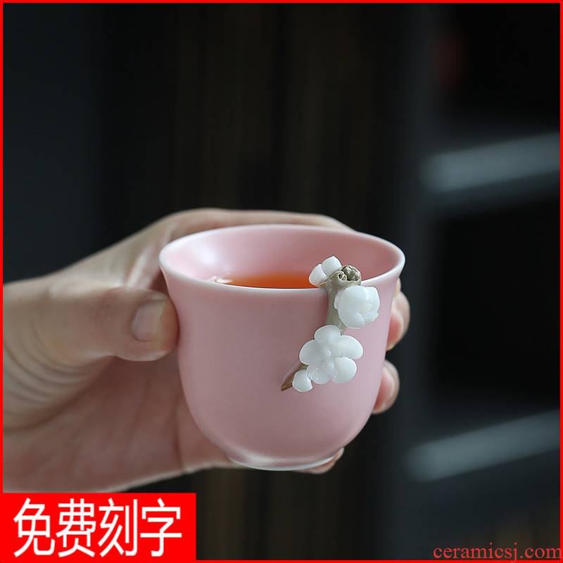 Pink flowers manual teacup ru up market metrix who cup single CPU getting creative ceramic kunfu tea light bowl cups only