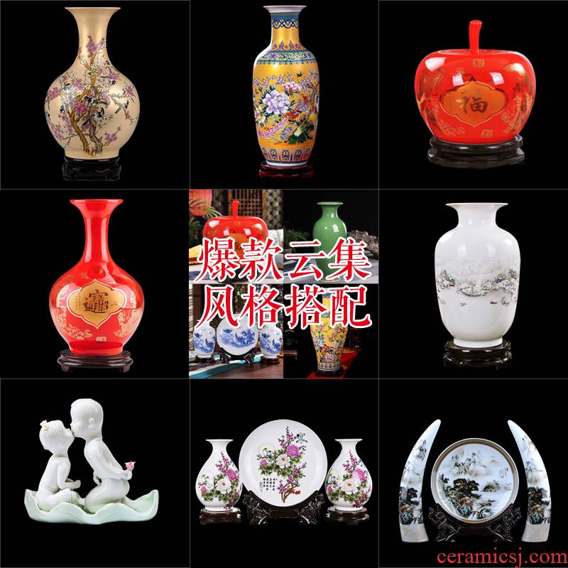 Jingdezhen ceramics flower vase fashion wine cabinet decoration living room TV cabinet office furnishing articles