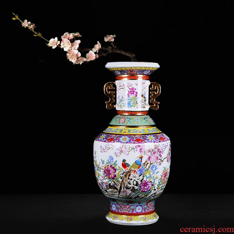 Jingdezhen ceramic household wine ark, adornment handicraft sitting room place, a study of large vases, heavy enamel bottle