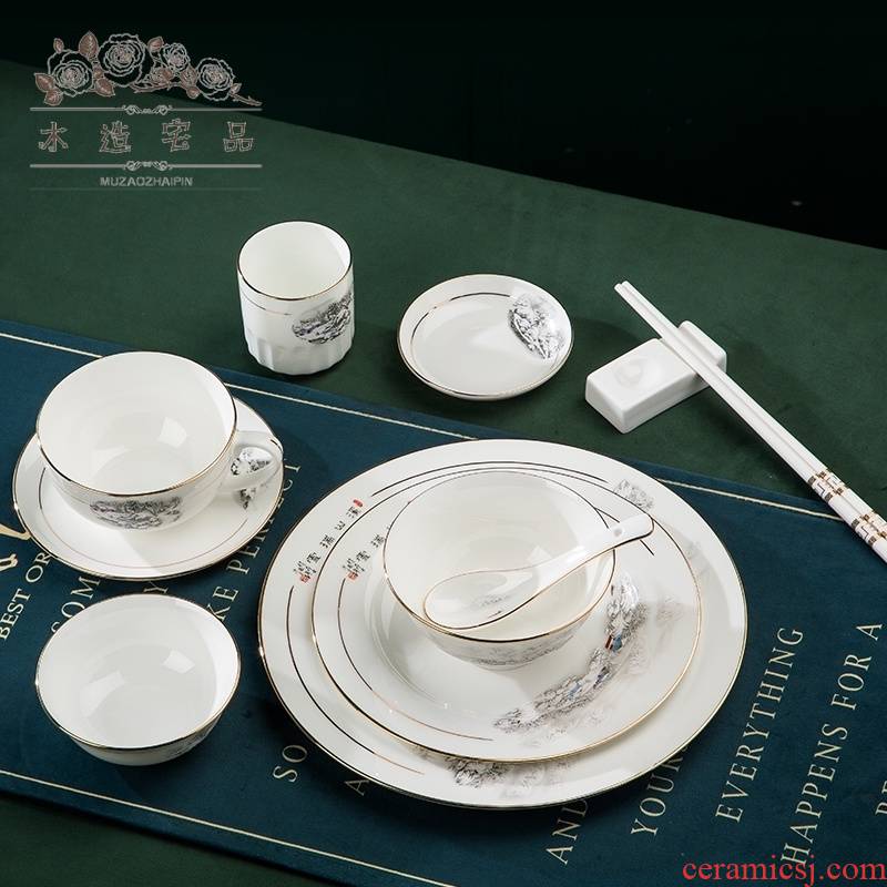 Wooden house product hotel club hotel tableware suit to up phnom penh ipads porcelain ceramic tableware dishes dishes combination